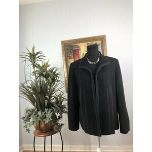 Kasper Blazer Womens 14 Black Open Career Office Clueless Preppy Long Sleeve